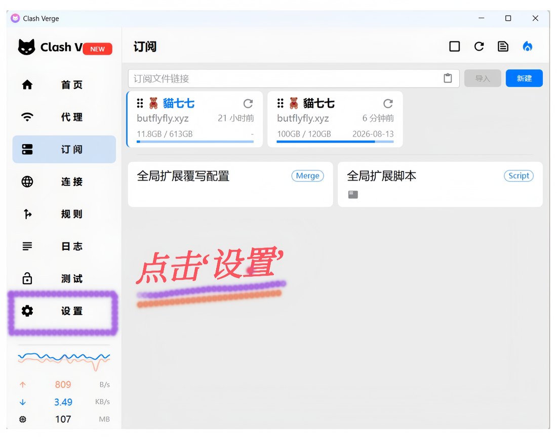 左侧菜单点击「设置」